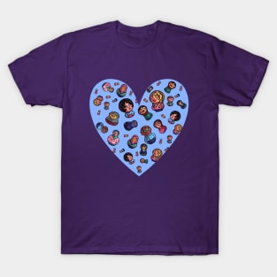 Russian Dolls Blue Heart T-Shirt